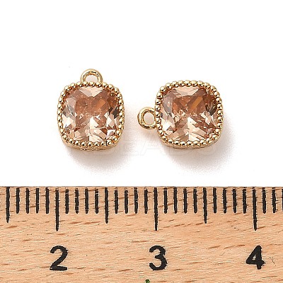 Brass Micro Pave Clear Cubic Zirconia Charms KK-B110-01G-06-1