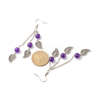 Natural Malaysia Jade Bead Dangle Earrings EJEW-JE04823-05-1