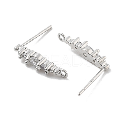 Brass Clear Cubic Zirconia Stud Earring Findings KK-A238-02C-P-1