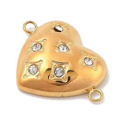 Ion Plating(IP) 304 Stainless Steel Micro Pave Clear Cubic Zirconia Connector Charms STAS-S131-16G-1