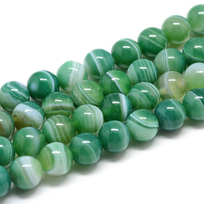 Natural Striped Agate/Banded Agate Bead Strands G-T046-6mm-B03-1