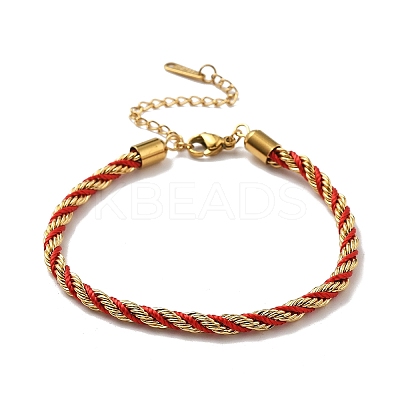 Twisted Nylon Cord Bracelets for Women BJEW-V007-01G-05-1