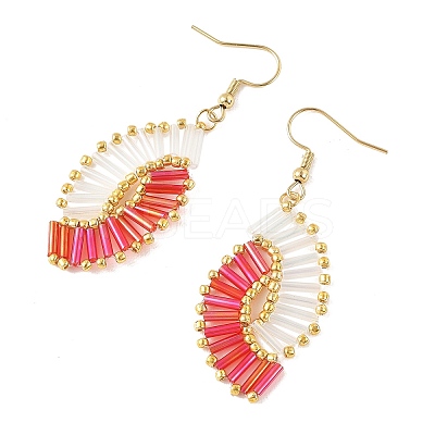 Glass Braided Beads Dangle Earrings EJEW-MZ00746-03-1