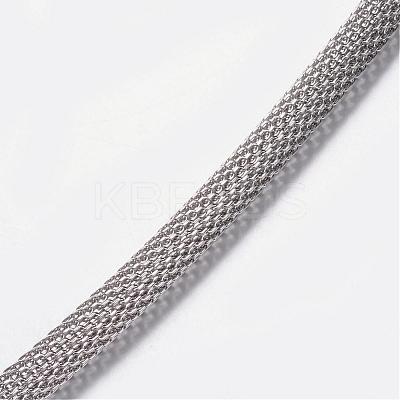 Non-Tarnish 304 Stainless Steel Mesh Chain Necklaces STAS-F028-01A-1