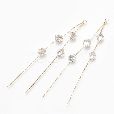 Brass Big Chain Tassel Pendants KK-S348-062-1