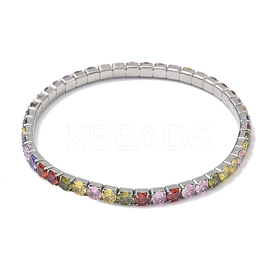 304 Stainless Steel Micro Pave Colorful Cubic Zirconia Tennis Bracelets for Women BJEW-G779-02P-1
