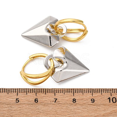 Two Tone Heart Brass Hoop Earrings EJEW-D322-12GP-02A-1