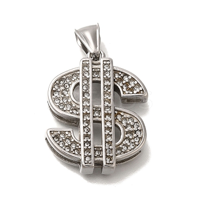 304 Stainless Steel Rhinestone Pendants STAS-C105-08P-1