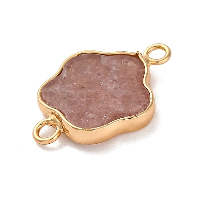 Natural Strawberry Quartz Flower Connector Charms KK-U042-17G-01-1