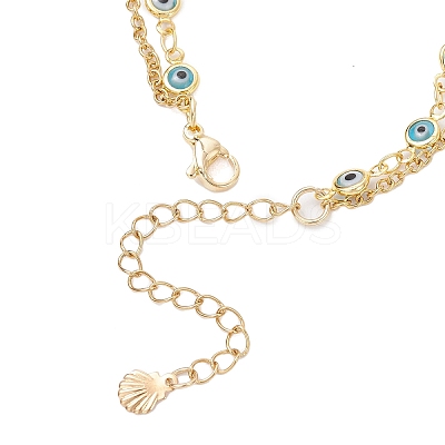 Handmade Evil Eye Lampwork Link Multi-layered Bracelets BJEW-JB12213-02-1
