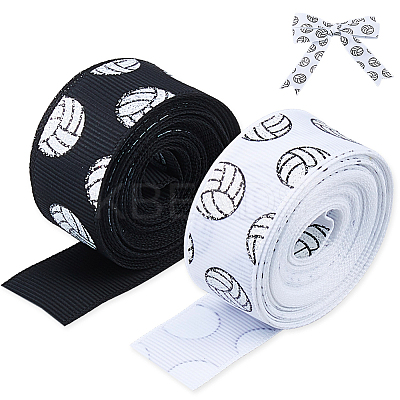 30 Yards 2 Colors Flat Volleyball Pattern Polyester Ribbons OCOR-DC0001-25-1