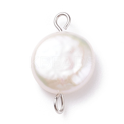 Natural Baroque Pearl Keshi Pearl Connector Charms PALLOY-JF01495-01-1
