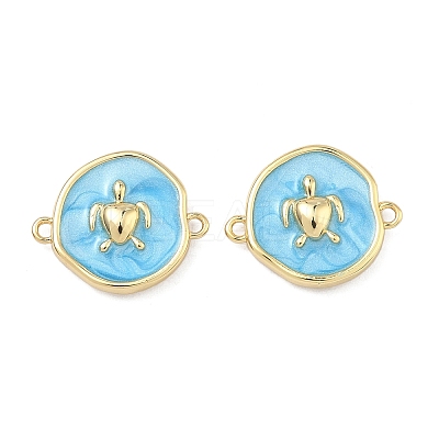 Ocean Brass Enamel Connector Charms KK-C251-05G-02B-1