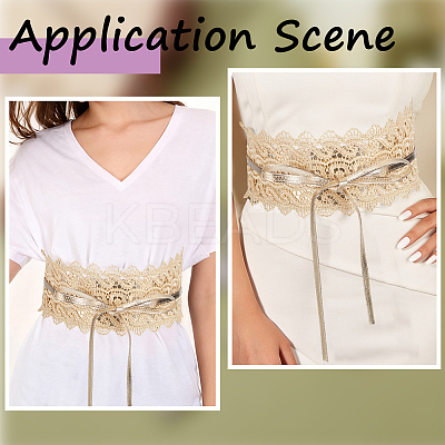1Pc Imitation Leather Lace Flower Wrap Around Waist Belts for Women AJEW-CL0002-88A-1