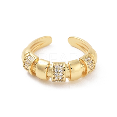 Brass Micro Pave Clear Cubic Zirconia Multi-layer Open Cuff Ring for Women LS-RJEW-Z055-01G-02-1