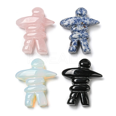 Natural & Synthetic Gemstone Carved Healing Human Shape Figurines DJEW-D012-03G-1
