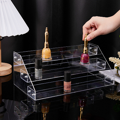 3-Tier PS Plastic Nail Polish Bottle Organizer Display Holder ODIS-WH0095-004-1