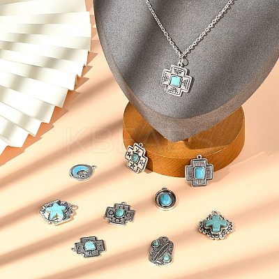 10Pcs 10 Styles Tibetan Style Alloy Pendants FIND-CJ0002-17-1