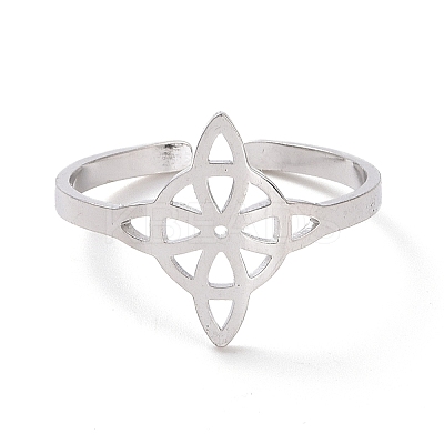 Non-Tarnish 304 Stainless Steel Sailor's Knot Open Cuff Ring LS-RJEW-P037-03P-1
