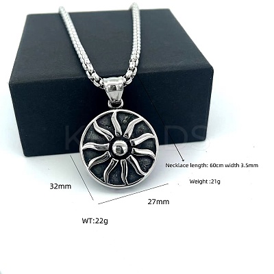 Vintage Sunflower Pendant 304 Stainless Steel Necklaces for Women Men PF9276-1