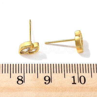 Double Horse Eye Brass Micro Pave Clear Cubic Zirconin Stud Earrings EJEW-D318-06G-1