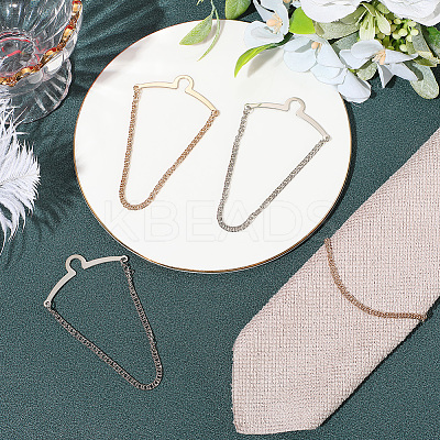 4Pcs 2 Colors Brass Hanging Chains Collar Pins Tie Clips AJEW-SC0004-03-1