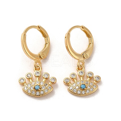 Horse Eye Brass Dangle Leverback Earrings EJEW-Q797-02A-G-1