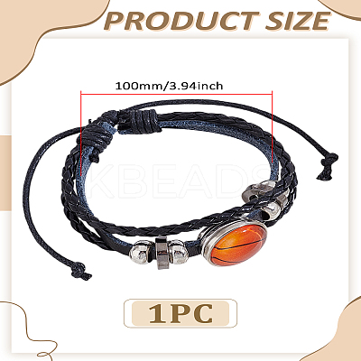 1Pc Sport Theme Cowhide Multi-strabd Bracelets BJEW-LP0003-50B-1