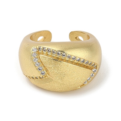 Rack Plating Brass Micro Pave Cubic Zirconia Cuff Finger Rings for Women RJEW-C114-19B-G-1