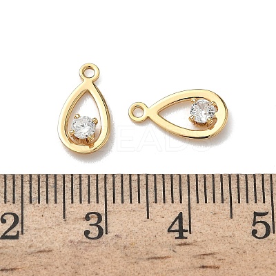 Brass Micro Pave Cubic Zirconia Teardrop Charms KK-Z136-02G-1