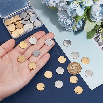 60Pcs 2 Colors Ion Plating(IP) 304 Stainless Steel Charms STAS-PH0005-64-1
