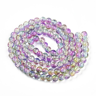 Transparent Crackle Glass Bead Strands X1-GLAA-T025-8mm-02C-1