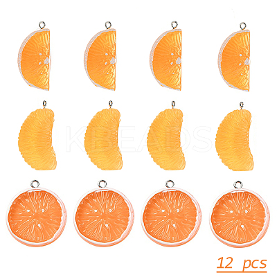 12Pcs 3 Styles Opaque Resin Pendants RESI-YW0003-39A-1