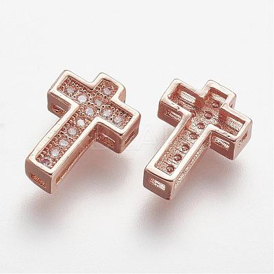 Brass Micro Pave Cubic Zirconia Beads ZIRC-N025-55RG-1