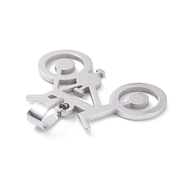 Tarnish Resistant Boy Jewelry Original Color 201 Stainless Steel Bicycle Bike Pendants STAS-I032-223-1
