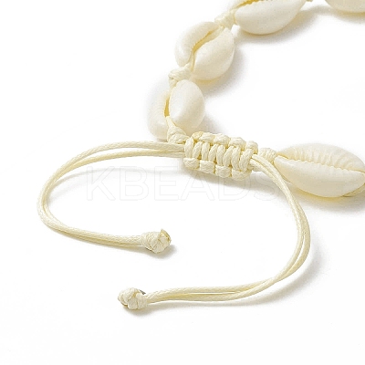 Narural Cowrie Shell Braided Bead Anklet for Women AJEW-AN00527-03-1
