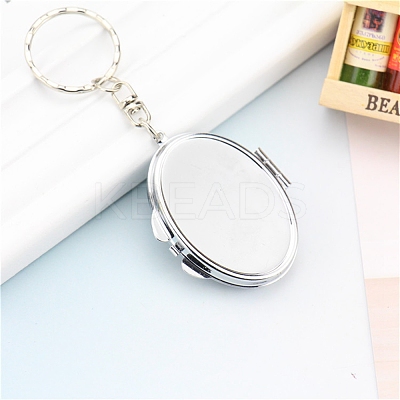 Iron Folding Mirror Keychain LS-DIY-D079-01C-1
