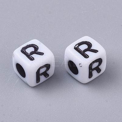 White Opaque Acrylic Beads MACR-R869-02R-1