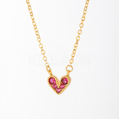 Golden Brass Heart Pendant Necklace for Women LS-WZ0134-3-1-1
