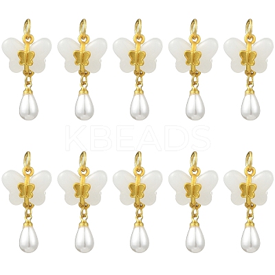 10Pcs Resin & Imitation ABS Pearl Pendants KK-YW0003-56-1