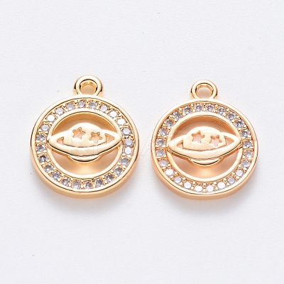 Brass Micro Pave Cubic Zirconia Charms KK-T049-046G-NF-1