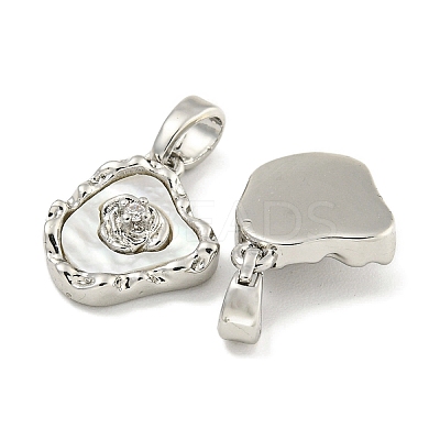 Brass with Clear Cubic Zirconia with Sea Shell Charms KK-Q820-14P-1