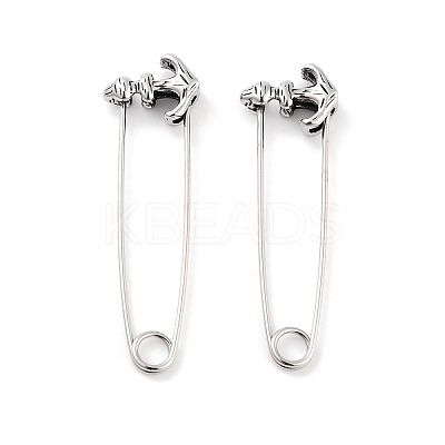Anchor 316 Surgical Stainless Steel Safety Pin Hoop Earrings for Women EJEW-Z050-28AS-1