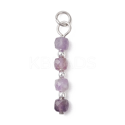 Natural & Synthetic Mixed Stone Faceted Cube Pendants PALLOY-JF04831-1