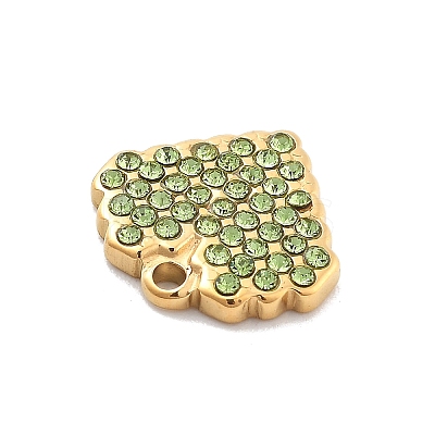 304 Stainless Steel Rhinestone Charms STAS-M092-06G-05-1