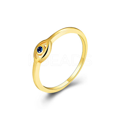 Evil Eye 925 Sterling Silver Micro Pave Cubic Zirconia Finger Rings for Women FS-WG42376-07-1