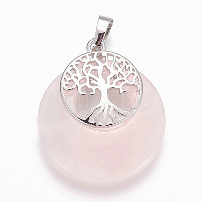 Natural Rose Quartz Pendants X-G-F573-C12-1