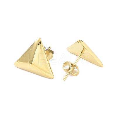 Ion Plating(IP) 304 Stainless Steel Triangle Stud Earrings for Women EJEW-A097-02G-1