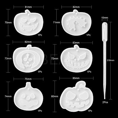 Halloween DIY Pumpkin Jack-O-Lantern Pendant Silicone Molds DIY-LS0001-16-1