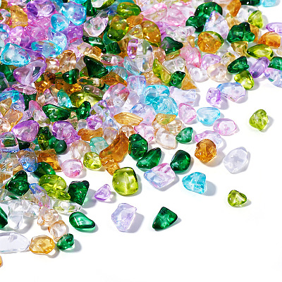 135G 9 Colors Spray Painted Transparent Glass Beads GLAA-TA0002-71-1